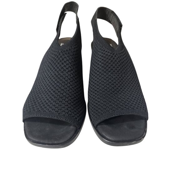 Eileen Fisher Black Open Toe Knit Slingback Heels 7.5 - Picture 3 of 7